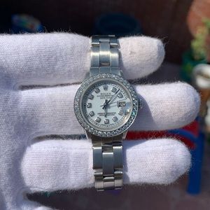 Rolex Date 6517 26MM Stainless Steel Diamond Dial Approx 1CT